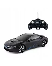 MASINA CU TELECOMANDA BMW i8 NEGRU CU SCARA 1 LA 18