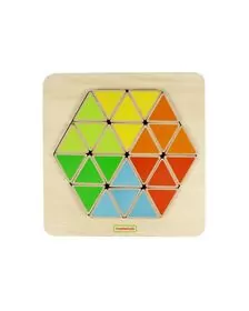 Panou educativ creativ Hexagon colorat, din lemn, +3 ani, Masterkidz