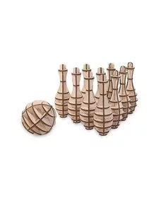 Set constructie mini cu mecanism Puzzle 3D MINI BOWLING din lemn 131 piese @ EWA