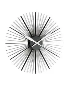 Ceas de perete analog XXL, colorat, creat de designer, model DAISY, negru/transparent, TFA 60.3023.01