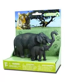 Set 2 Figurine Elefant Asiatic cu pui Collecta