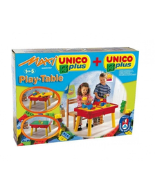 Set masuta si cuburi de constructie, Unico Plus, 31 piese