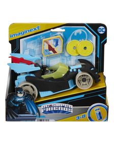 FISHER PRICE IMAGINEXT DC SUPER FRIENDS VEHICUL CU FIGURINA BATMAN CU COSTUM GRI