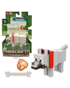 MINECRAFT CRAFT A BLOCK FIGURINA TAMED WOLF 8CM