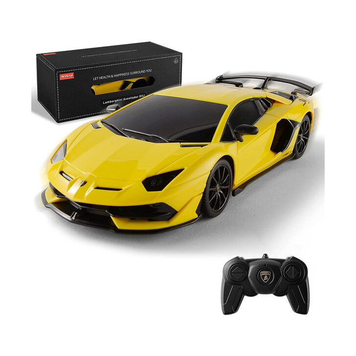 MASINA CU TELECOMANDA LAMBORGHINI AVENTADOR SVJ GALBEN CU SCARA 1 LA 24