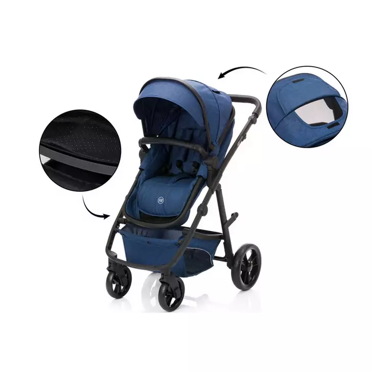 Carucior Panther transformabil 3 in 1 blau melange Fillikid