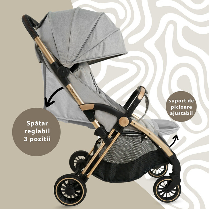 Carucior Sport AppeKids – Upp – Ultracompact, Pliere automata, De la nastere la 22kg - Powder Grey