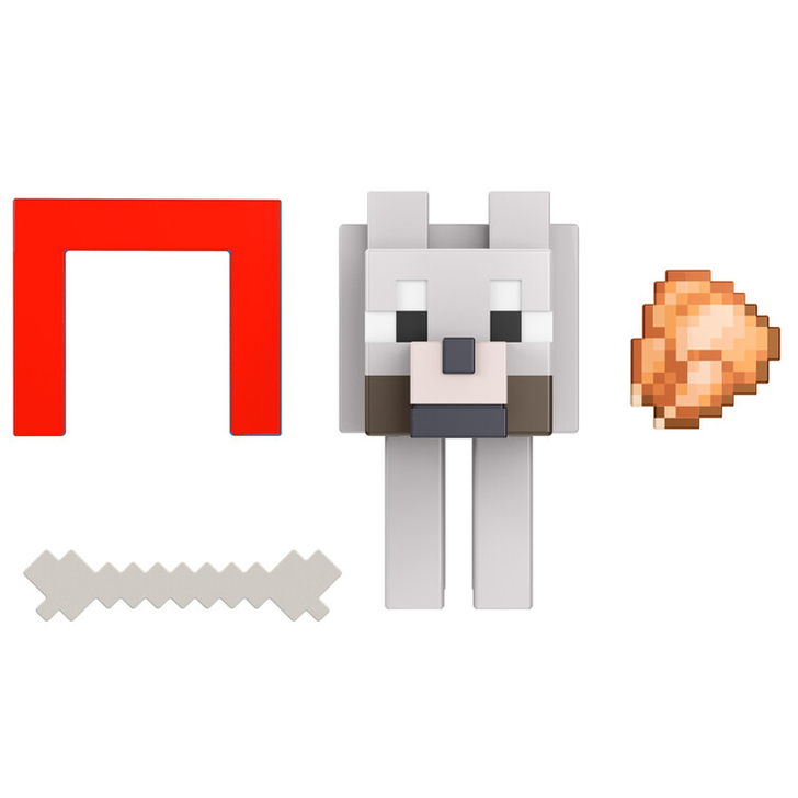 MINECRAFT CRAFT A BLOCK FIGURINA TAMED WOLF 8CM